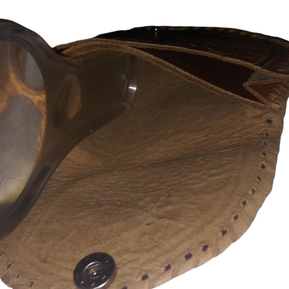 VTG Kane M Hindu Woman Leather Side Stitched Brown Coin Purse Snap Closure Bag - Picture 5 of 8